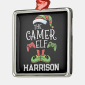 Personalisierter Gamer-Elf-Weihnachts-Video-Gaming Ornament Aus Metall (Links)