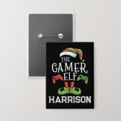 Personalisierter Gamer-Elf-Weihnachts-Videospiel- Button (Vorderseite/Rückseite)