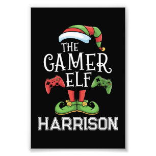 Personalisierter Gamer-Elf-Weihnachts-Videospiel-  Fotodruck