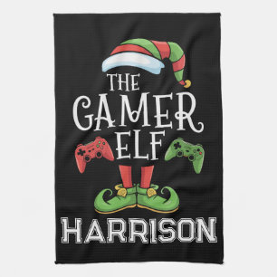 Personalisierter Gamer-Elf-Weihnachts-Videospiel- Geschirrtuch