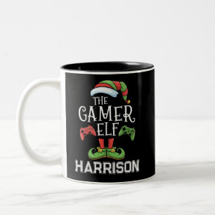 Personalisierter Gamer-Elf-Weihnachts-Videospiel- Zweifarbige Tasse