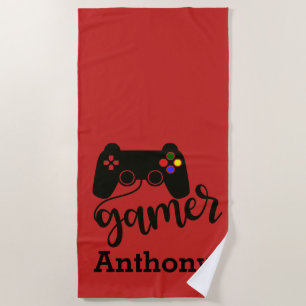 Personalisierter Gamer-Videospiel-Prüfer Strandtuch