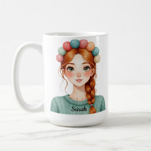 Personalisierter Garn- und Strickmädchen-Becher Kaffeetasse