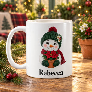 Personalisierter Gärtner Schneemädchen Weihnachtsb Kaffeetasse