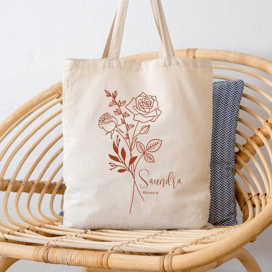 Personalisierter Geburtmonat Blume June Boho Tragetasche