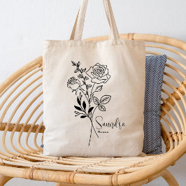 Personalisierter Geburtmonat Blume Juni Botanisch Tragetasche