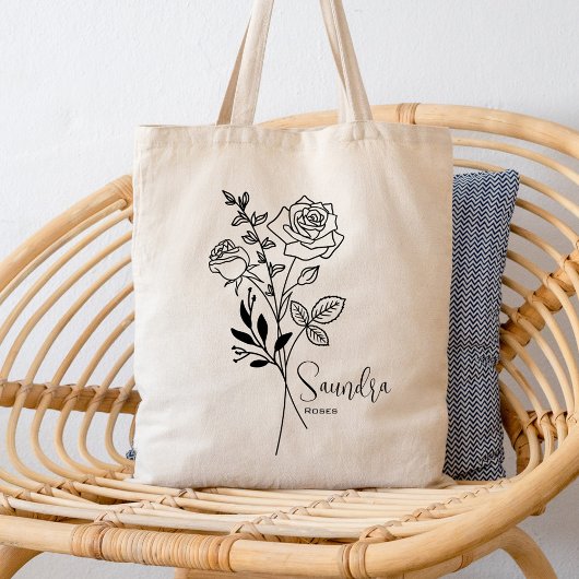 Personalisierter Geburtmonat Blume Juni Botanisch Tragetasche