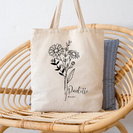 Personalisierter Geburtsmonat Blume April Boho Tragetasche