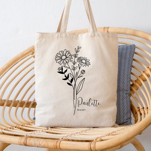 Personalisierter Geburtsmonat Blume April Boho Tragetasche