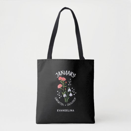 Personalisierter Geburtsmonat Blume Carnation JANU Tasche (Vorderseite)