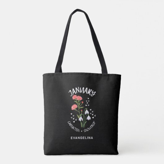Personalisierter Geburtsmonat Blume Carnation JANU Tasche (Rückseite)
