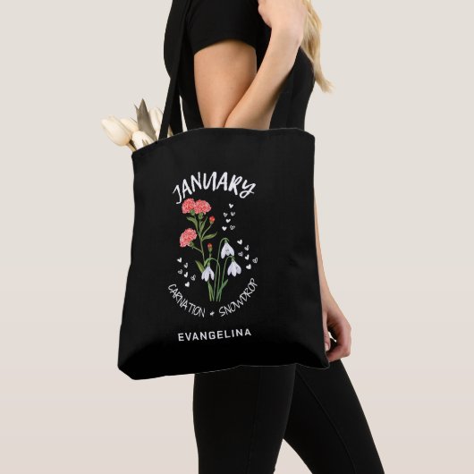 Personalisierter Geburtsmonat Blume Carnation JANU Tasche (Von Nahem)