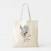 Personalisierter Geburtsmonat Blume Juli Boho Tragetasche (Rückseite)