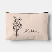 Personalisierter Geburtsmonat Blume Lichtpfirsich Zubehörtasche (Vorderseite)