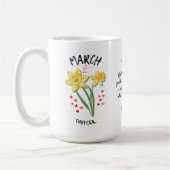 Personalisierter Geburtsmonat Blume MÄRZ Kaffeetasse (Links)