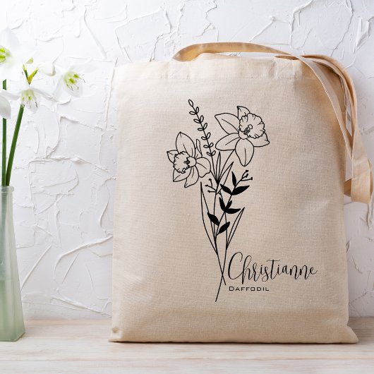 Personalisierter Geburtsmonat Blume März Tragetasche