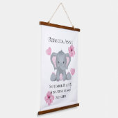 Personalisierter Geburtsstat Baby Elephant Pink Gr Wandteppich Mit Holzrahmen (Gewinkelt)