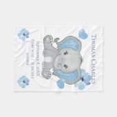 Personalisierter Geburtsstat Elephant Blue Gray Ba Fleecedecke (Vorderseite (Horizontal))