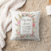 Personalisierter Geburtsstat Pink Floral Boho Baby Kissen (Decke)
