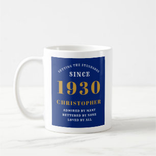 Personalisierter Geburtstag 1930 Eleganter Blauer  Kaffeetasse