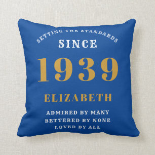 Personalisierter Geburtstag 1939 Blauer Gold Fügen Kissen
