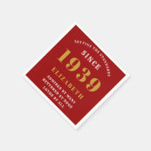 Personalisierter Geburtstag 1939 Red Gold Überrasc Serviette (Ecke)