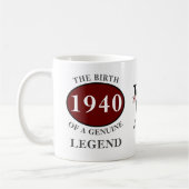 Personalisierter Geburtstag 1940 Eigenes Monogramm Kaffeetasse (Links)