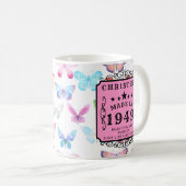 Personalisierter Geburtstag 1949 Schmetterling Ihr Kaffeetasse (VorderseiteRechts)