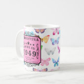 Personalisierter Geburtstag 1949 Schmetterling Ihr Kaffeetasse (Vorderseite Links)