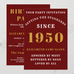 Personalisierter Geburtstag 1950 Elegantes Chic Re Einladung