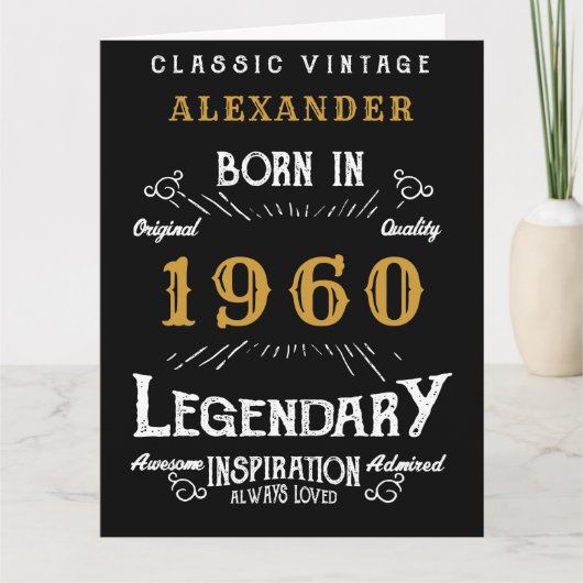 Personalisierter Geburtstag 1960 Name Legendary Bi Karte (Vorderseite)