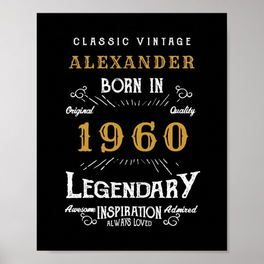 Personalisierter Geburtstag 1960 Name Legendary hi Poster (Vorne)