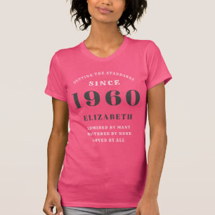 Personalisierter Geburtstag 1960 Name Pink hinzufü T-Shirt