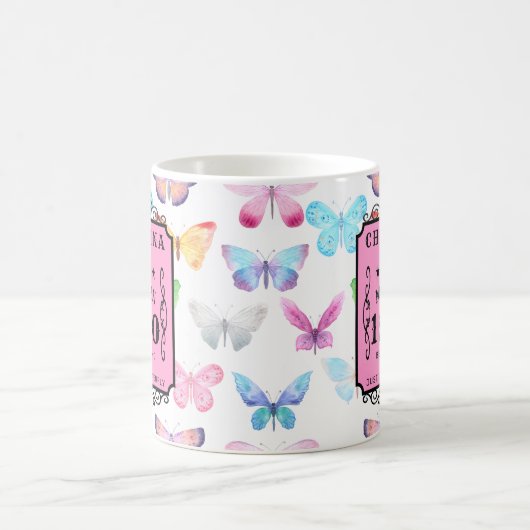 Personalisierter Geburtstag 1960 Schmetterling hin Kaffeetasse (Mittel)