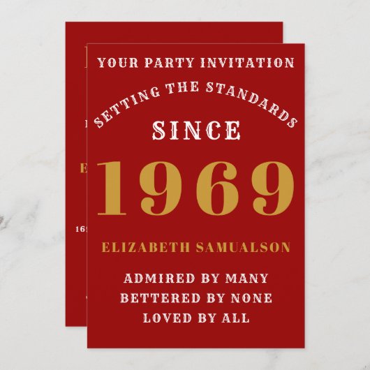 Personalisierter Geburtstag 1969 Erstellen Sie Ihr Einladung (Vorne/Hinten)