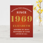 Personalisierter Geburtstag 1969 Rotes Gold Fügen Karte (Gelbe Blume)