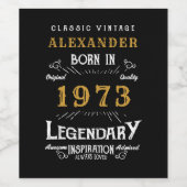 Personalisierter Geburtstag 1973 Name Legendär hin Weinetikett (Einzelnes Label)