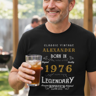Personalisierter Geburtstag 1976 Name Legendary hi T-Shirt