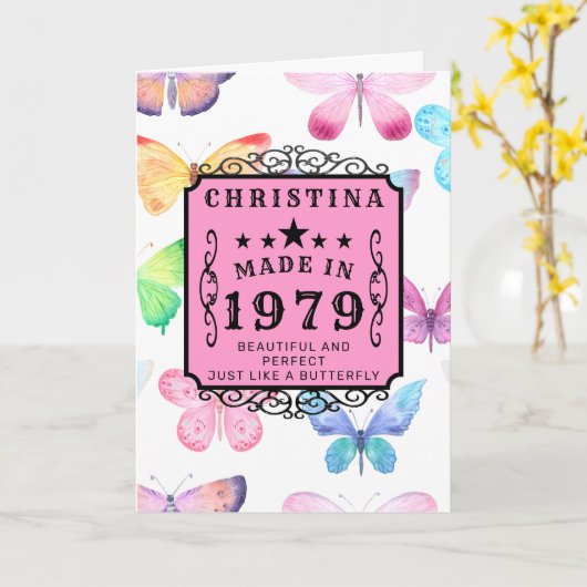 Personalisierter Geburtstag 1979 Schmetterling Ihr Karte (Gelbe Blume)