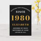 Personalisierter Geburtstag 1980 Name schwarz hinz Karte (Gelbe Blume)