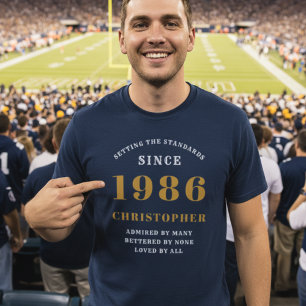 Personalisierter Geburtstag 1986 Blauer Gold hinzu T-Shirt