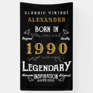 Personalisierter Geburtstag 1990 Name Legendary hi Banner