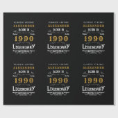 Personalisierter Geburtstag 1990 Name Legendary hi Geschenkpapier (Flach)