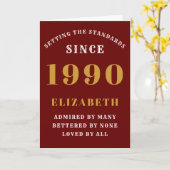 Personalisierter Geburtstag 1990 Name Rot hinzufüg Karte (Gelbe Blume)