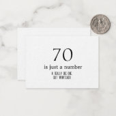 Personalisierter Geburtstag, 70 ist nur eine Zahl Mitteilungskarte (Vorderseite/Rückseite Beispiel)