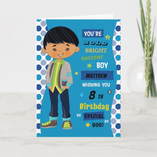 Personalisierter Geburtstag - Asiatischer Junge Karte (Vorderseite)