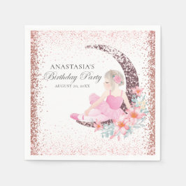 Personalisierter Geburtstag Ballerina Moon Glitzer Serviette