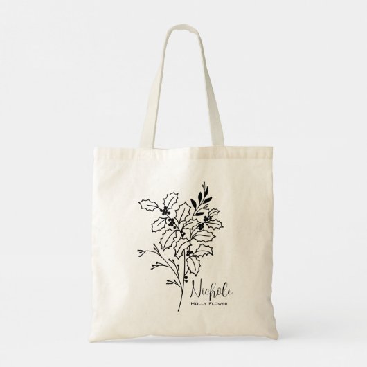 Personalisierter Geburtstag Blume Dezember Boho Tragetasche (Rückseite)