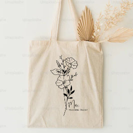 Personalisierter Geburtstag Blume September Boho Tragetasche