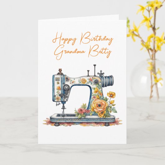 Personalisierter Geburtstag der Oma | VINTAG Karte (Gelbe Blume)